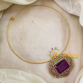 Purple AD Stone Pendant Hasli Choker -G10686